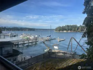 View of the Port of Keyport Marina and the mountains from the upstairs bedroom.