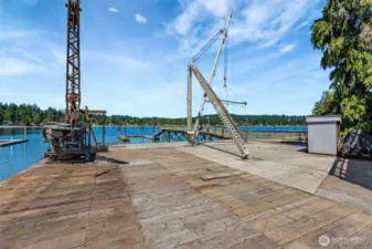 Industrial Pier and Dock with 3 Power Sources including 3 Phase Power to the Dock. The dock can support a truck with access down the asphalt driveway.