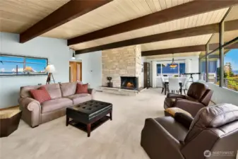 Wood beam ceiling accents