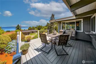 Wrap around deck with sound and mountain views