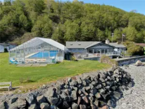 Heated indoor pool (open during the summer months) and the Clubhouse which you can rent for events. All at the water's edge! Check out www.scatchetheadclub.com for more info!