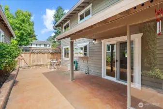 Extansive back patio - plumbed for a hot tub and natural gas BBQ. Or use this space for outdoor dining, so many great options!