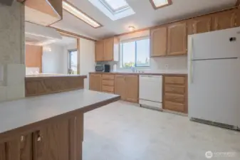 Kitchen with skylight