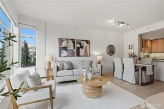 Another look at the living & dining area which is open to the stunning kitchen!