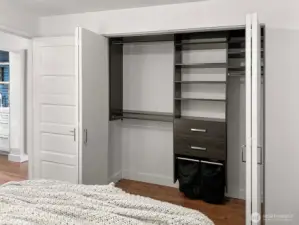 Closet with wardrobe organizers to maximize space! (photo taken when home was vacant)