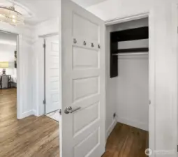 Entry hall coat closet! Love the 5 panel doors! (photo taken when home was vacant)
