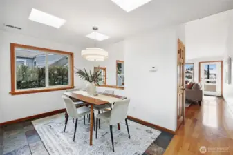 Multiple skylights (that open!) will make even winter brunch bright, and create a fantastic cross-breeze on summer evenings.