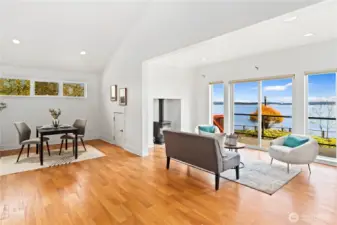 The upper level apartment is 996 square feet and has a full kitchen, 3/4 bath, private exterior entrance, propane fireplace, separate bedroom and four separate closets and storage space.