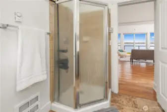 A view of the upper level apartment from the 3/4 bath.  This attached apartment space is fabulous!