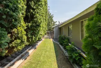 Secluded side yard.