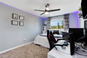 3rd bedroom upstairs. New carpet, ceiling fan, doors and moulding