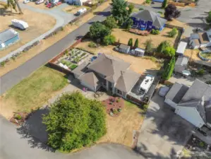 Lots of space between neighbors on this large corner lot.