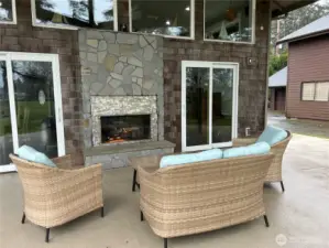 Deck facing golf course-with Fireplace
