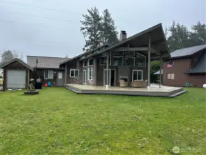Shed with Fire pit on left-view from golf course