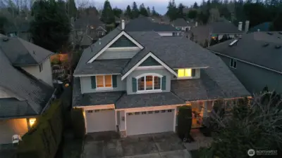 Phillips Hue Lights line the front of the home and make it easy to celebrate all year round. Change to red-blue-white for the December Holidays, Blue & Green for Seahawk Sunday, Orange for Halloween, Green for Saint Paddys....millions of color combinations.