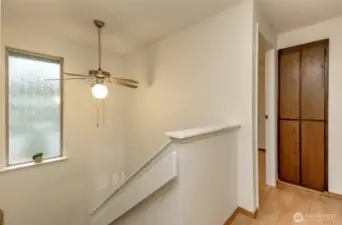 Hallway upstairs - storage closet off hall