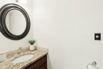 Powder room off the lower level family room