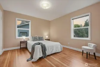 Bedroom on main, hardwood floors