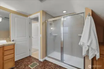 Bathroom on 2nd level, walk-in shower