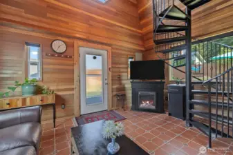 Looking back at the entrance to the cabin.