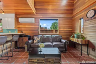Beautiful custom cedar walls and ceiling.
