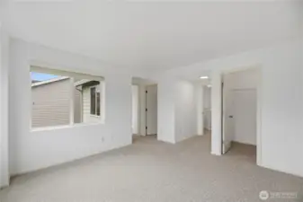 Primary bedroom with walk in closets