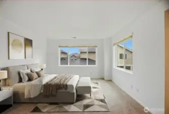 Virtually staged Primary Bedroom