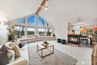 Full panoramic view of Kitsap Lake and the Olympic Mountains never gets old form this great westerly view.