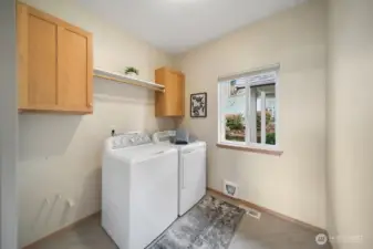 Generous laundry room is located on the main. The washer & dryer convey with the sale.