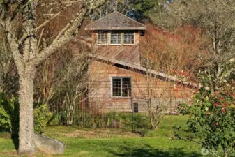 The tower has a striking architectural presence