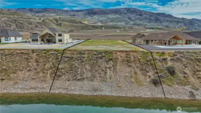 Property view (survey markers in place) from Columbia River.