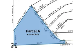Overhead view with approximate boundary in blue.