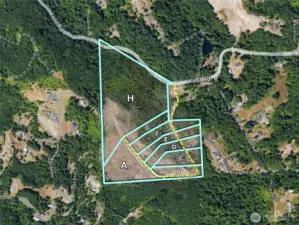 Overhead view with approximate boundaries and labels of the entire project.