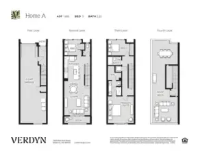 Verdyn A plan 3BR/2.56BA.  Representative, buyer to verify details.