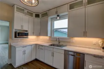 Kitchen with stainless steel appliances