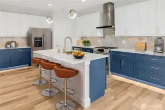 MASSIVE KITCHEN, gas cooking range (Photos from lot 9B, digitally staged)