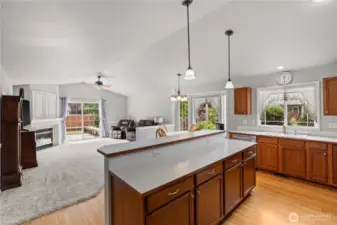 The kitchen is open to the second large living space and is ideal for entertaining with the island for extra seating.
