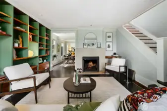 Custom bookshelves were added to invoke a feeling of classic 1900 homes but with an updated look and feel.