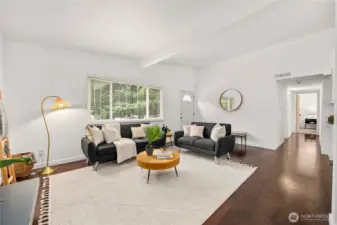 Dark brown engineered hardwood floors for a contemporary look and smart durability!