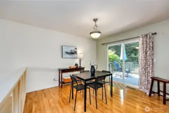 dining room with access to the back yard