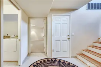 downstairs