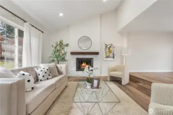 Living room with high ceiling