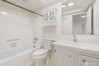 Second floor bathroom with shower and tub