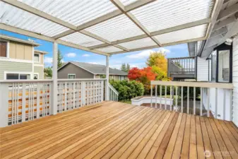 Covered deck with skylight roof