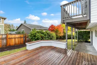 Deck with backyard views