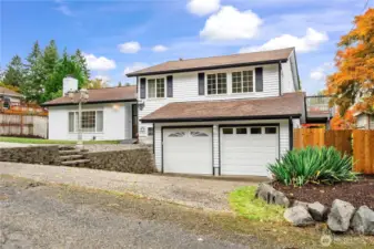 Front driveway and garage