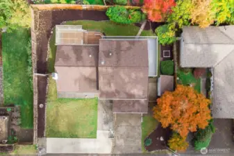 Overhead view of property and yard