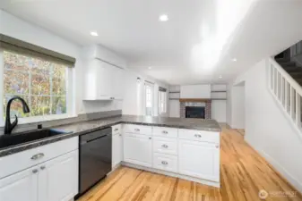 Kitchen flows to the second living room