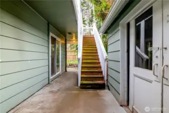 Stairs up to deck with views!