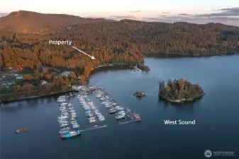 Westsound Marina and Picnic Island from the air